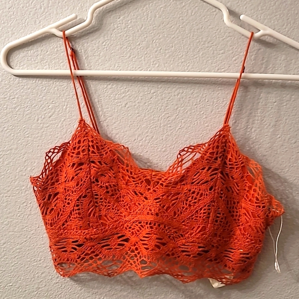 NWOT Free People One lace Bralette Orange size XS